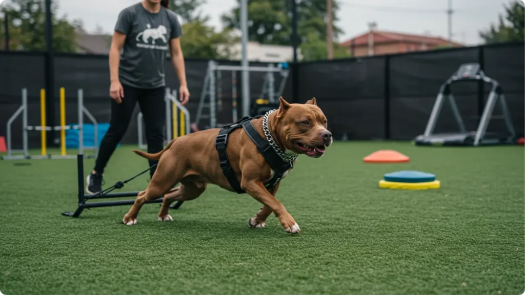 Pitbull realizando exercícios específicos para a raça