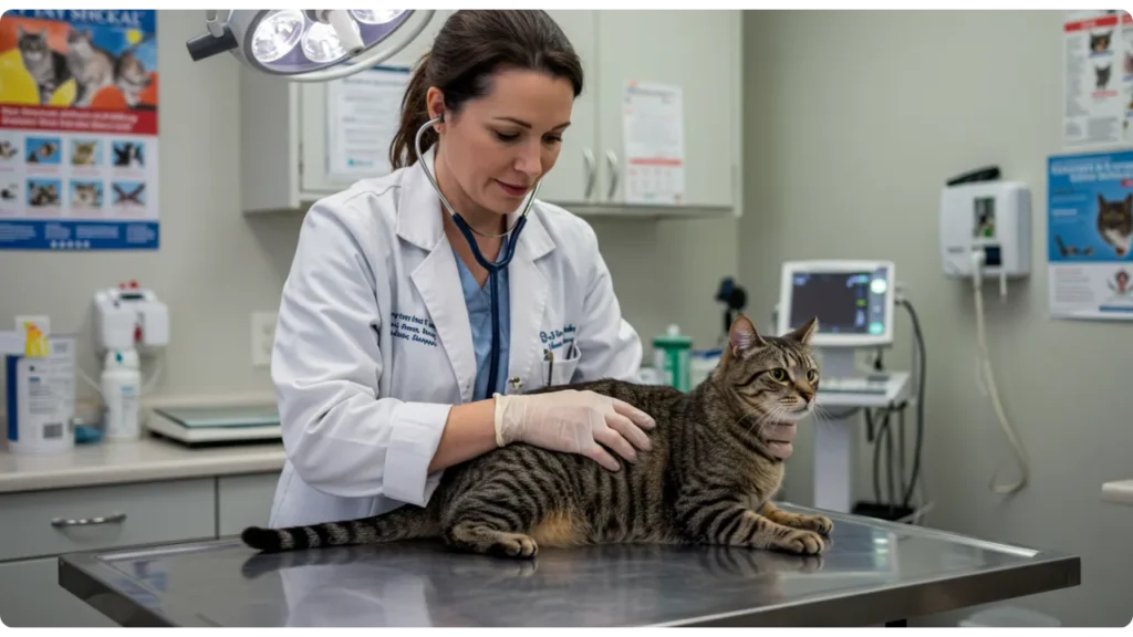 Exame veterinário em gata castrada - solução definitiva para o cio