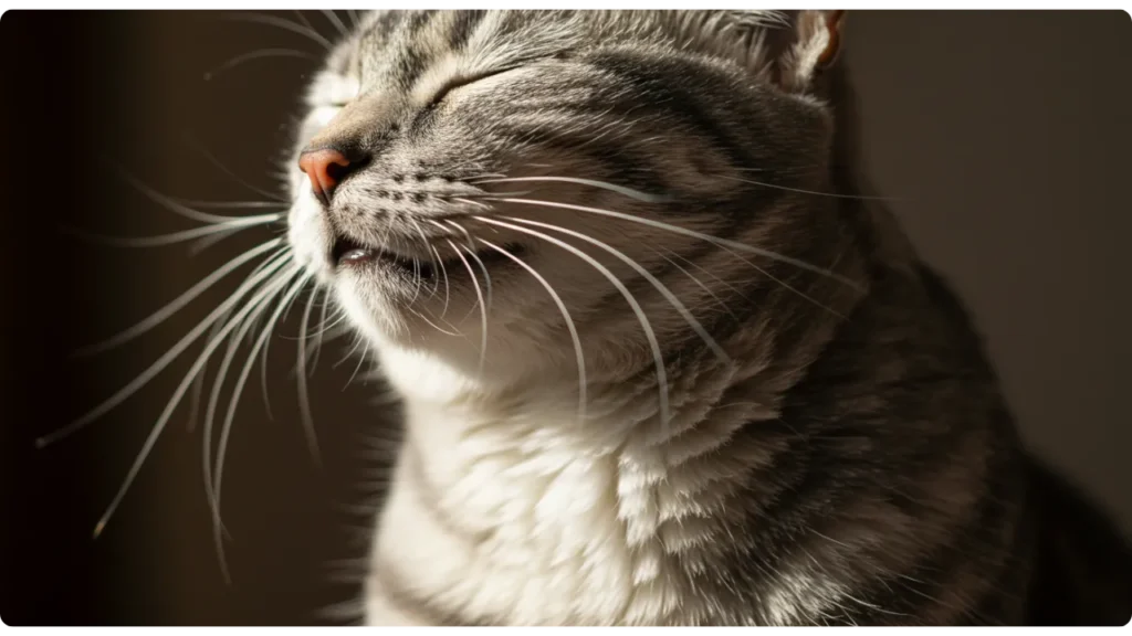 Gato ronronando mostrando área da garganta - porque gato ronrona mecanismo físico