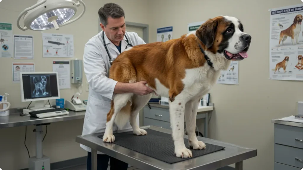Exame veterinário em cachorro São Bernardo focando em cuidados preventivos