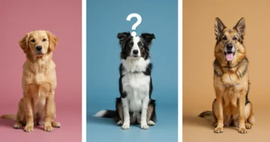 Três cães de idades diferentes em posição de treino - qual a idade ideal para adestrar thumbnail