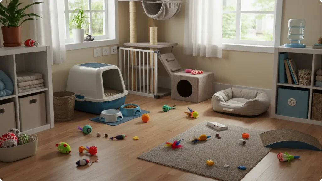Ambiente preparado e seguro para receber filhote de gato
