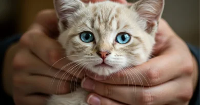 Filhote de gato sendo cuidado com amor - como cuidar thumbnail